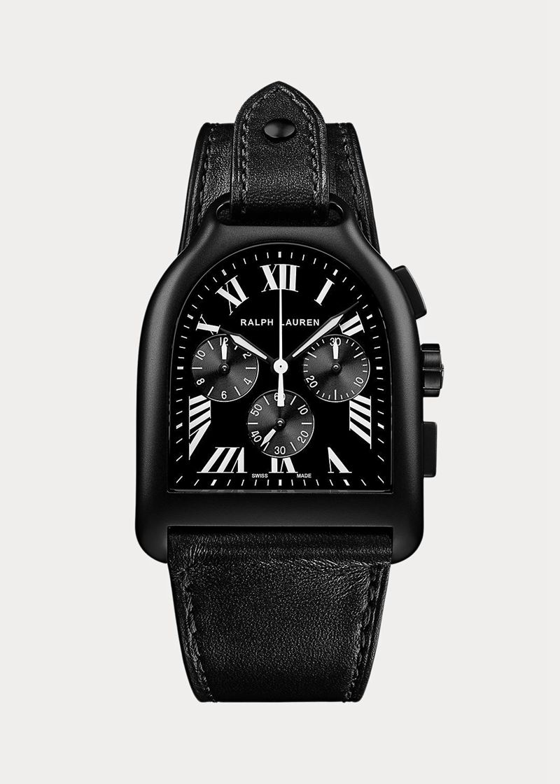 Relojes Ralph Lauren Hombre Large Chronograph Steel Black Finish Chile Negras CEVPW-3502